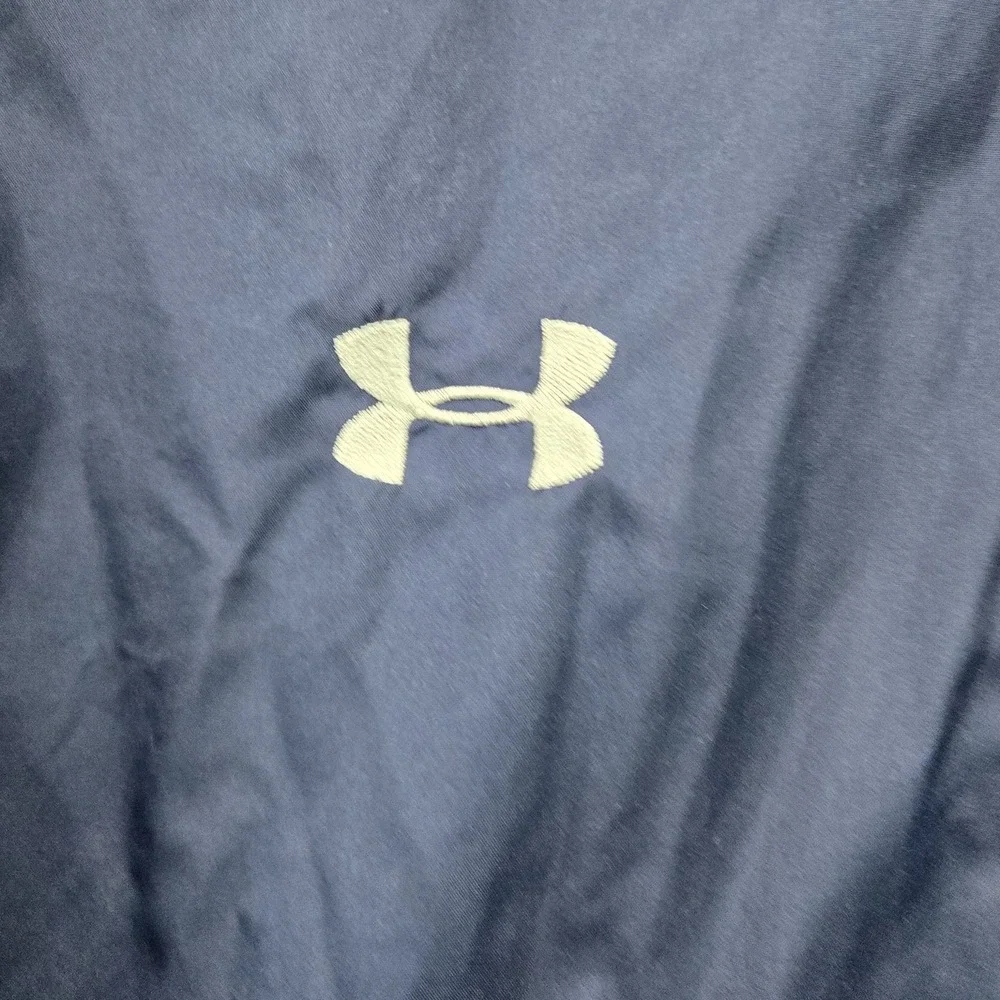 Under Armour Men Activewear Jacket L Blue Track Loose Logo Full Zip Mock Neck